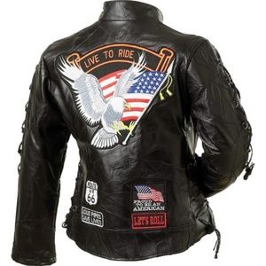 Diamond Plate Women's Eagle Leather Jacket L